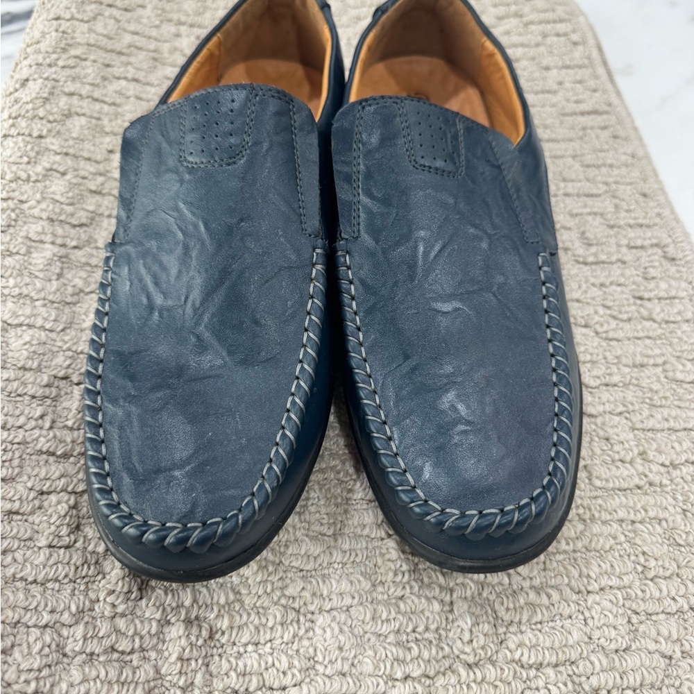 Men's Navy Slip-On Loafers - Picture 3 of 5